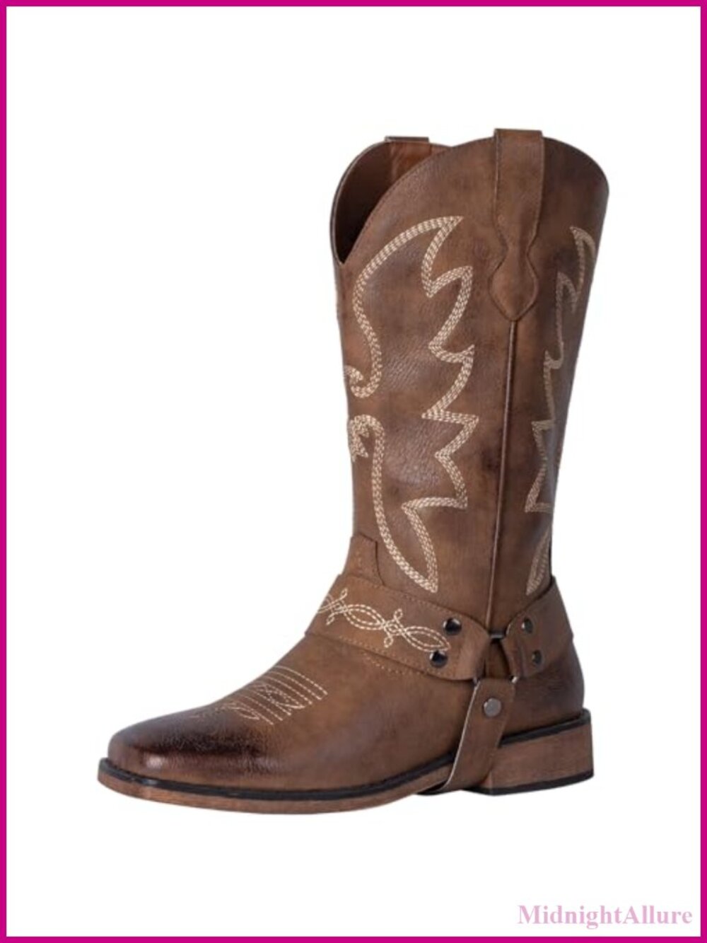 SheSole Womens Square Toe Cowboy Boots Wide Calf Faux Leather Western
